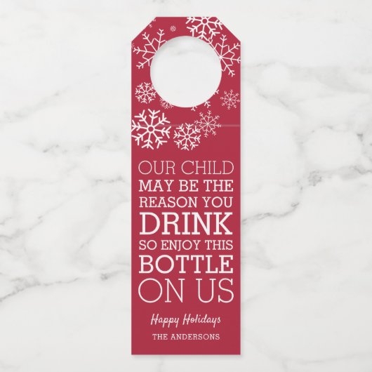 Grappig Leraar Kerst Wijn Gift Flessenhanger (Voorkant)