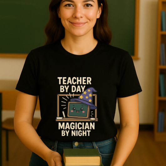 Grappig leraar shirt, goochelaar bij nacht t-shirt