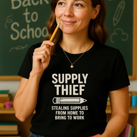 Grappig leraar shirt; Supply Thief leraar T-shirt