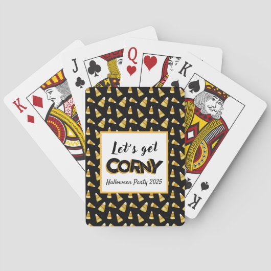 Grappig "Let's Get Corny" Herfst Candy Corn Hallow Pokerkaarten (Achterkant)