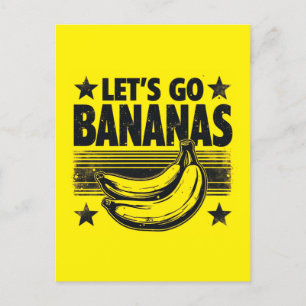Grappig Let's Go Bananas Distressed Grunge Meme Feestdagenkaart