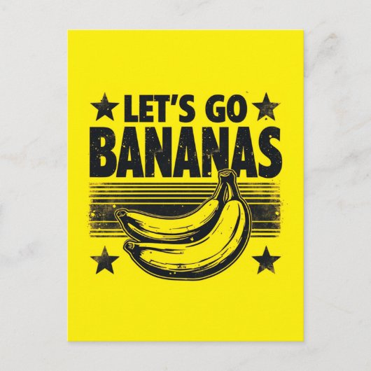 Grappig Let's Go Bananas Distressed Grunge Meme Feestdagenkaart (Voorkant)