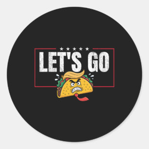 Grappig Let's Go Taco &#; Ronde Sticker