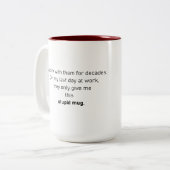 Grappig leuk cadeau voor pensioen tweekleurige koffiemok (Voorkant links)