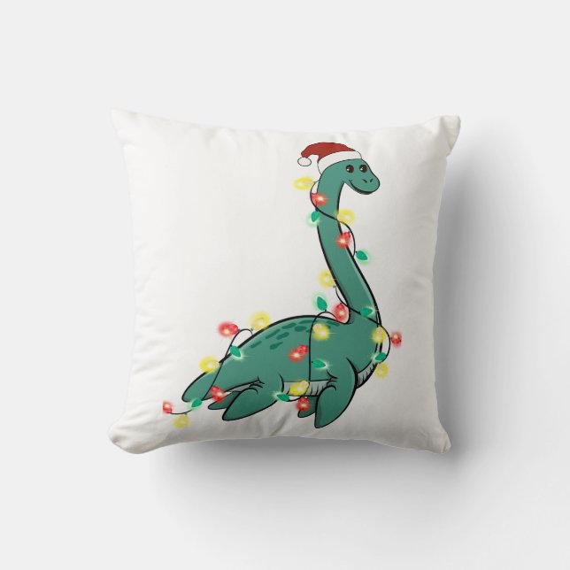 Grappig Leuk Kerst Lochness Monster Kussen (Voorkant)