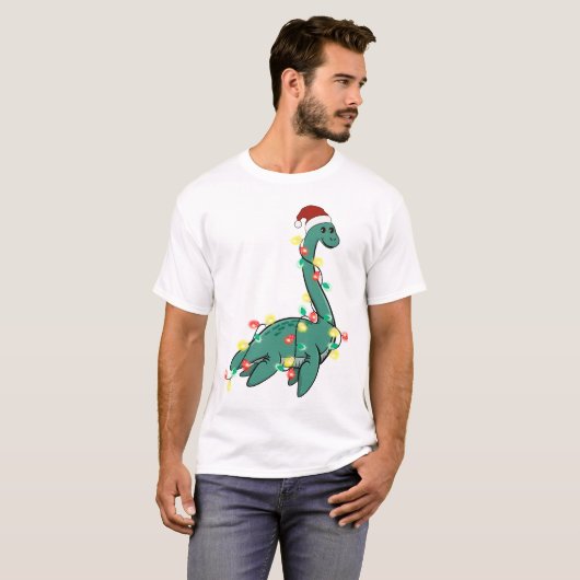 Grappig Leuk Kerst Lochness Monster T-shirt (Voorkant volledig)