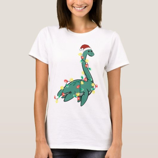 Grappig Leuk Kerst Lochness Monster T-shirt (Voorkant)