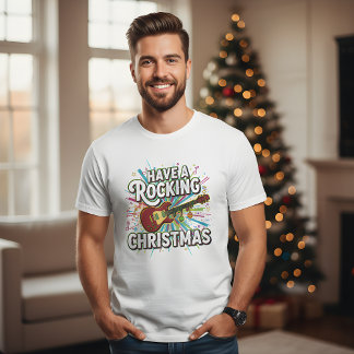 Grappig, leuk kerstfeest met gitaar voor mannen t-shirt