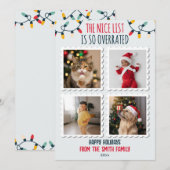 Grappig leuk lijstje overschat 4 foto kerst feestdagenkaart (Voorkant / Achterkant)