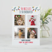 Grappig leuk lijstje overschat 4 foto kerst feestdagenkaart (Staand voorkant)