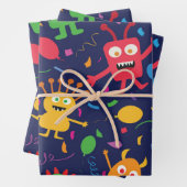 Grappig Leuk Monsters Patroon met Ballonnen Inpakpapier Vel (In situ)