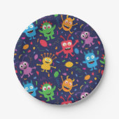 Grappig Leuk Monsters Patroon met Ballonnen Papieren Bordje (Voorkant)
