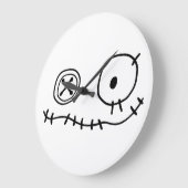 grappig, leuk monstertekenfilmpersonage grote klok (Hoek)