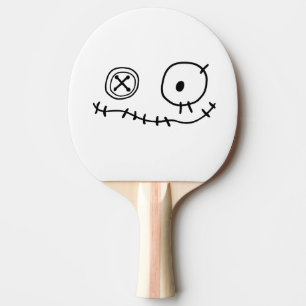 grappig, leuk monstertekenfilmpersonage tafeltennisbatje