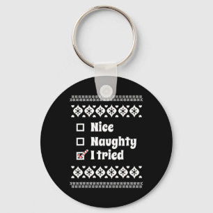 Grappig leuk stout ik probeerde lelijke kerst voor sleutelhanger