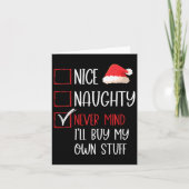 Grappig Leuk Stoute Nooit Geeft Santa Checklist Ch Kaart (Voorkant)