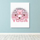 Grappig leuk varken dat yoga doet. canvas afdruk (Insitu (Houten vloer))