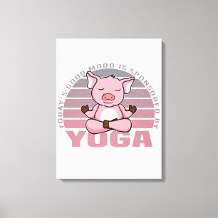 Grappig leuk varken dat yoga doet. canvas afdruk