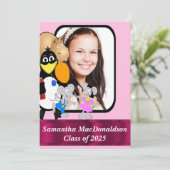 Grappig leuke cartoon foto afstuderen kaart (Staand voorkant)