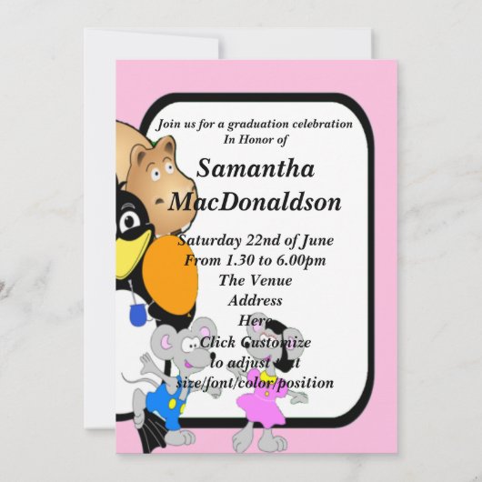Grappig leuke cartoon foto afstuderen kaart (Achterkant)