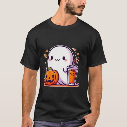 Grappig Leuke Halloween spook drink pompoen T Shir T-shirt (Voorkant)