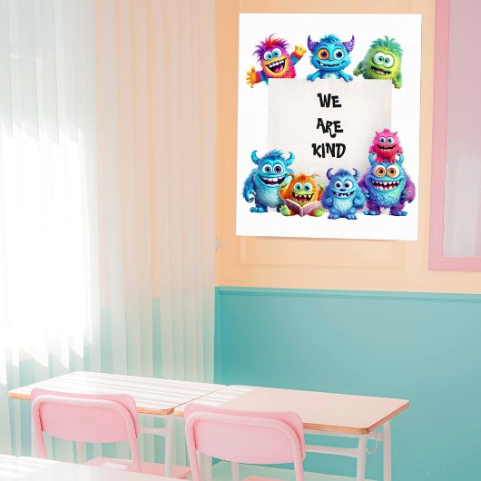 Grappig Leuke Monsters Klaslokaal Decor Tekst Post Poster