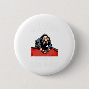 Grappig Leuke Rack Bulldog Pool biljart voor manne Ronde Button 5,7 Cm