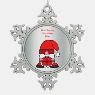 Grappig Leuke Sinterklaas Cartoon Eerste X-Mas Cus Tin Sneeuwvlok Ornament