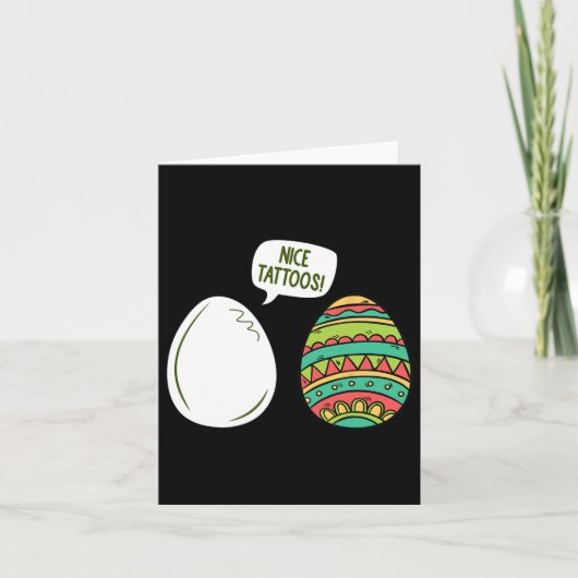 Grappig Leuke Tatoeages Eieren Paasdag Egg Schilde Kaart (Voorkant)