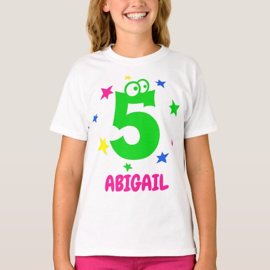 Grappig Leuke Verjaardag TShirt Naam Nummer Oogbol (Voorkant)