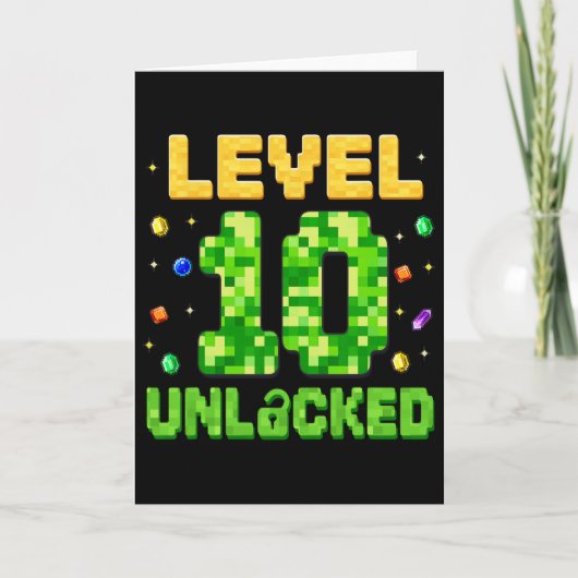 Grappig Level 10 Ontgrendeld 10e Verjaardag Gamer  Kaart (Voorkant)