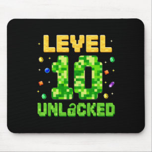 Grappig Level 10 Ontgrendeld 10e Verjaardag Gamer Muismat