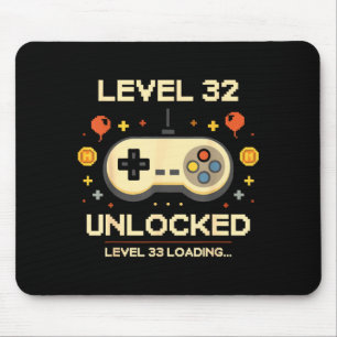 Grappig level 32 ontgrendeld gamer 32ste verjaarda muismat
