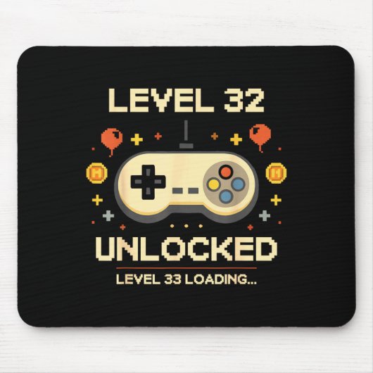 Grappig level 32 ontgrendeld gamer 32ste verjaarda muismat (Voorkant)