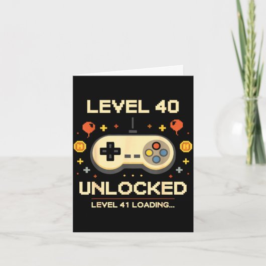 Grappig level 40 ontgrendeld gamer 40e verjaardags kaart (Voorkant)