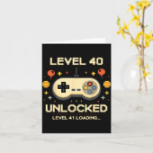 Grappig level 40 ontgrendeld gamer 40e verjaardags kaart (Gele Bloem)