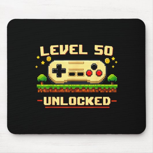 Grappig level 50 ontgrendeld videospel 50ste verja muismat (Voorkant)