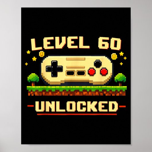 Grappig level 60 ontgrendeld videospel 60ste verja poster (Voorkant)
