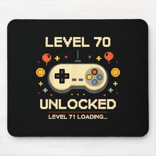 Grappig level 70 ontgrendeld gamer 70ste verjaarda muismat (Voorkant)