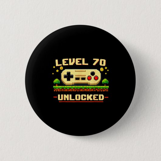 Grappig level 70 ontgrendeld videospel 70ste verja ronde button 5,7 cm (Voorkant)