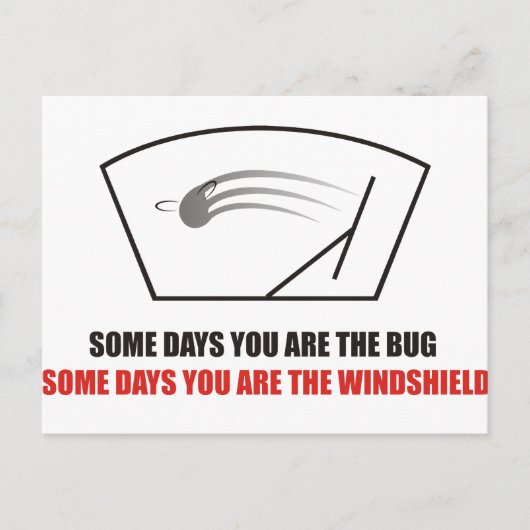 Grappig - Leven als bugs op een voorruit. Briefkaart (Voorkant)