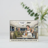 Grappig leven als serveerster restaurant humor an briefkaart (Staand voorkant)