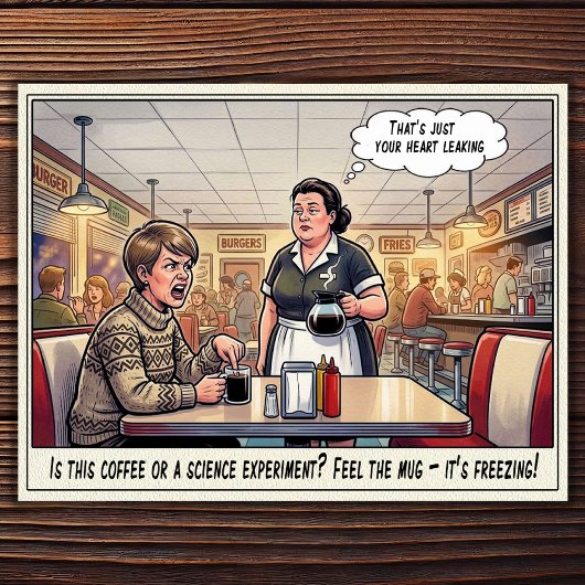 Grappig leven als serveerster restaurant humor an briefkaart