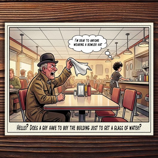 Grappig leven als serveerster restaurant humor an briefkaart