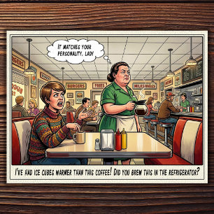 Grappig leven als serveerster restaurant humor an briefkaart