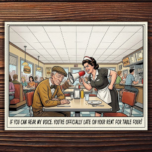 Grappig leven als serveerster restaurant humor an briefkaart