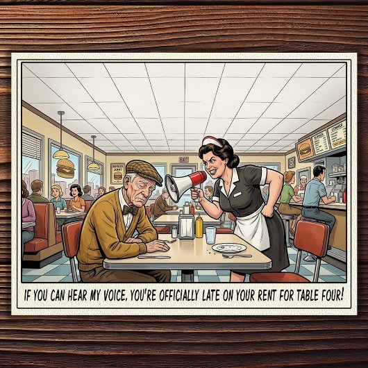 Grappig leven als serveerster restaurant humor an briefkaart