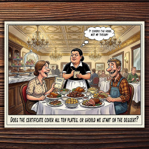 Grappig leven als serveerster restaurant humor an briefkaart