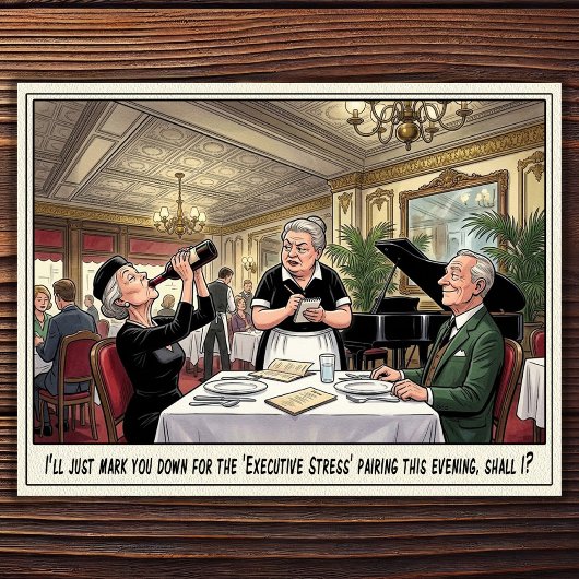 Grappig leven als serveerster restaurant humor an briefkaart