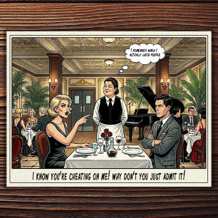 Grappig leven als serveerster restaurant humor an briefkaart